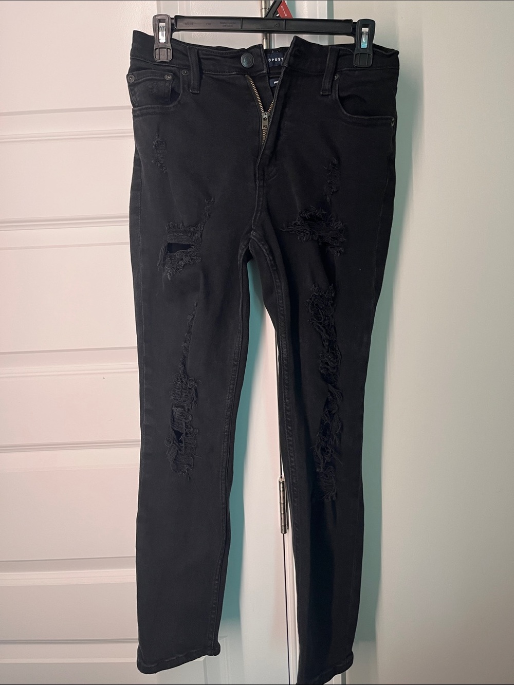 Black Distressed Mom Jeans